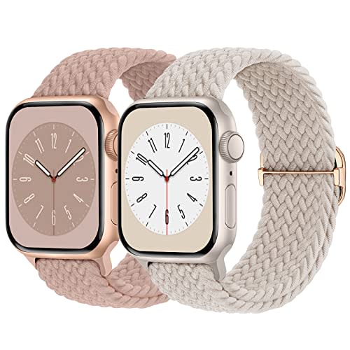 Braided Solo Loop Compatible with Apple Watch Band 38mm 40mm 41mm Women Men, Adjustable Stretch…