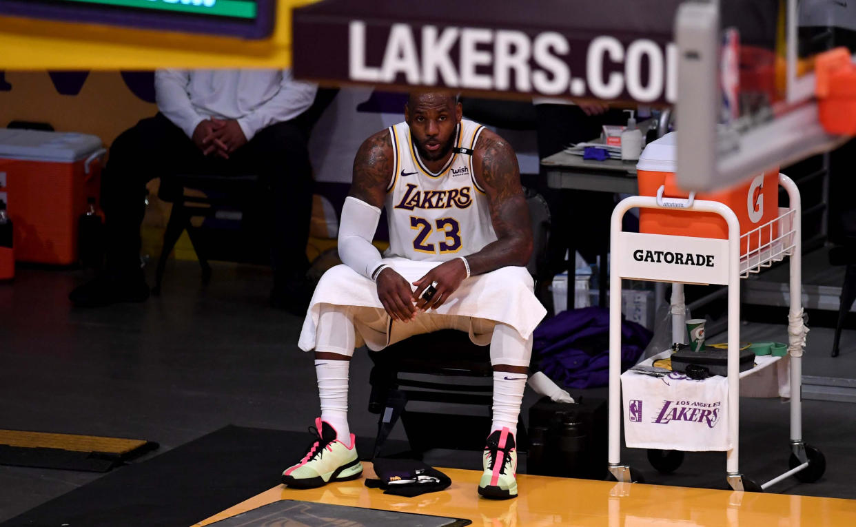 LeBron James might have to carry the Lakers in Game 5. (Photo by Keith Birmingham/MediaNews Group/Pasadena Star-News via Getty Images)