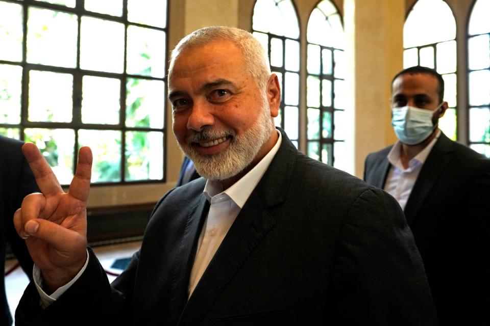 Ismail Haniyeh said the incursion was a ‘heroic operation’ as hundreds of Israeli civilians were killed (Copyright 2021 The Associated Press. All rights reserved.)