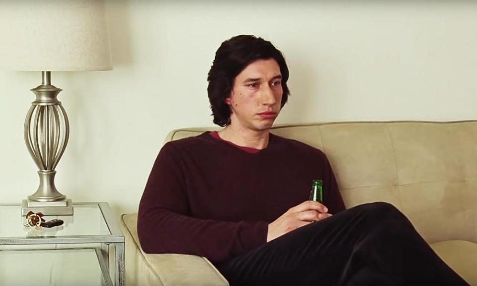 Adam Driver contemplates some chicken.