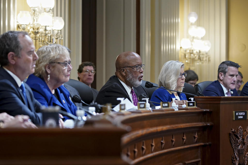 Representative Bennie Thompson, a Democrat from Mississippi and chairman of the House Select Committee to Investigate the January 6 attack on the U.S. Capitol, center, speaks during a hearing in Washington, D.C., on Thursday, Oct. 13, 2022. / Credit: Al Drago/Bloomberg via Getty Images