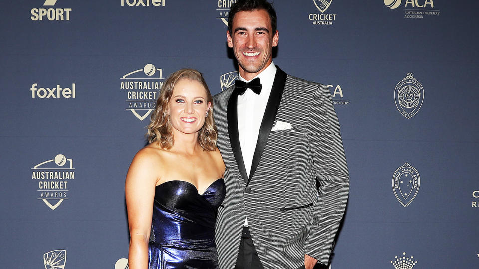 Alyssa Healy and Mitchell Starc, pictured here at the 2020 Cricket Australia Awards in February.