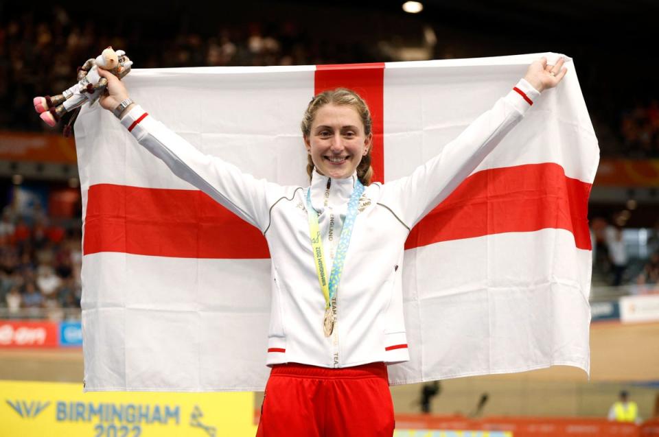 Laura Kenny won scratch race gold in 2022 at the Birmingham Commonwealth Games (REUTERS)