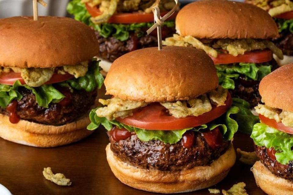 <p>Looking for <a href="https://www.thedailymeal.com/our-50-best-burger-recipes-gallery?referrer=yahoo&category=beauty_food&include_utm=1&utm_medium=referral&utm_source=yahoo&utm_campaign=feed" rel="nofollow noopener" target="_blank" data-ylk="slk:the best burger recipes?;elm:context_link;itc:0;sec:content-canvas" class="link ">the best burger recipes?</a> Here’s another for you: Frank’s RedHot Spicy Sliders. Don’t let size fool you. These bite-sized babies pack a punch thanks to tons of hot sauce and crispy jalapenos.</p> <p><a href="https://www.thedailymeal.com/recipes/frank-s-redhot-spicy-sliders-recipe?referrer=yahoo&category=beauty_food&include_utm=1&utm_medium=referral&utm_source=yahoo&utm_campaign=feed" rel="nofollow noopener" target="_blank" data-ylk="slk:For the Frank’s RedHot Spicy Sliders Recipe, click here.;elm:context_link;itc:0;sec:content-canvas" class="link ">For the Frank’s RedHot Spicy Sliders Recipe, click here.</a></p>