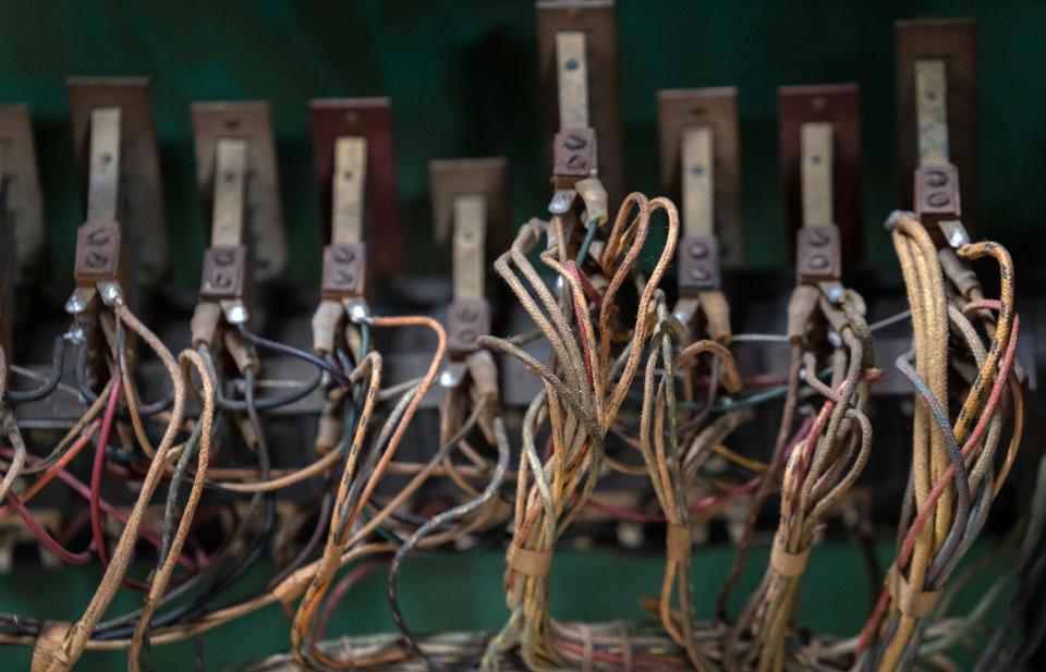 These wires are some of the inner workings of a bowling arcade machine in the storage area of Bob Peltz's Big Boy Toys Restorations shop Monday, June 6, 2022 in Lebanon. Peltz fixes and restores pre-1975 vintage items like classic jukeboxes, Coke machines, pinball machines, etc.
