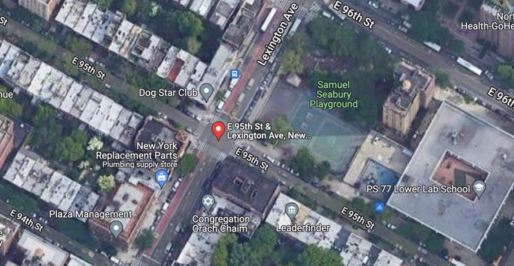 A map of the scene of the shooting in the Upper East Side (Google Maps)