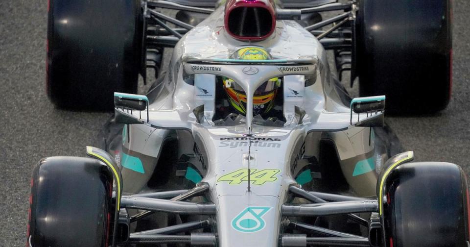 Lewis Hamilton in the Mercedes W13. Abu Dhabi, November 2022. Credit: Alamy
