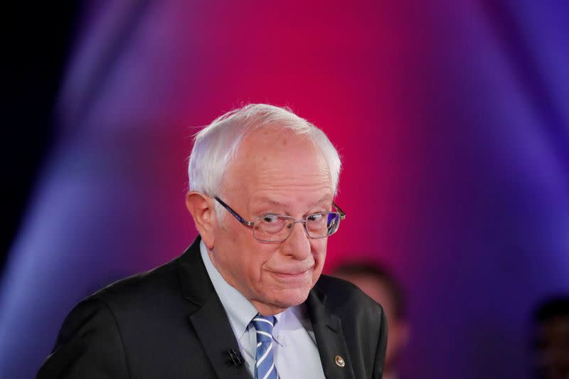 FILE PHOTO: U.S. Democratic presidential candidate Bernie Sanders takes part in a FOX News Town Hall with co-moderators Bret Baier and Martha MacCallum in Detroit, Michigan