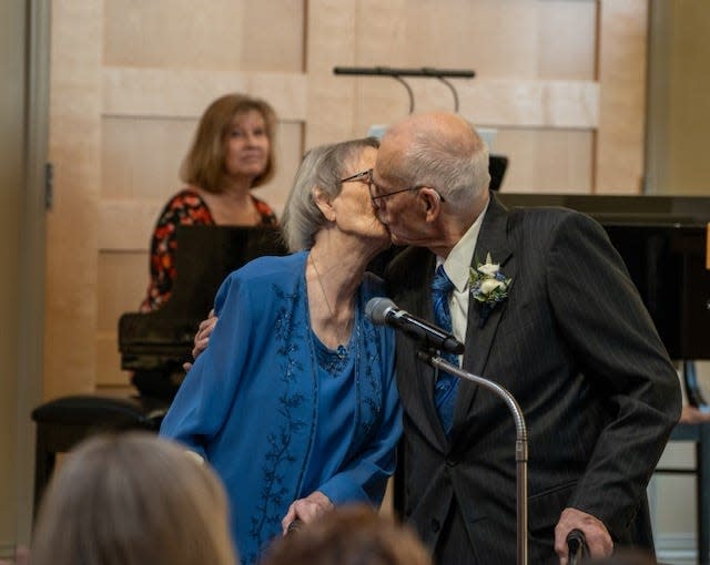 Newlyweds Doris Kriks-Kruse and Carl Kruse at their wedding on Oct. 15, 2023.