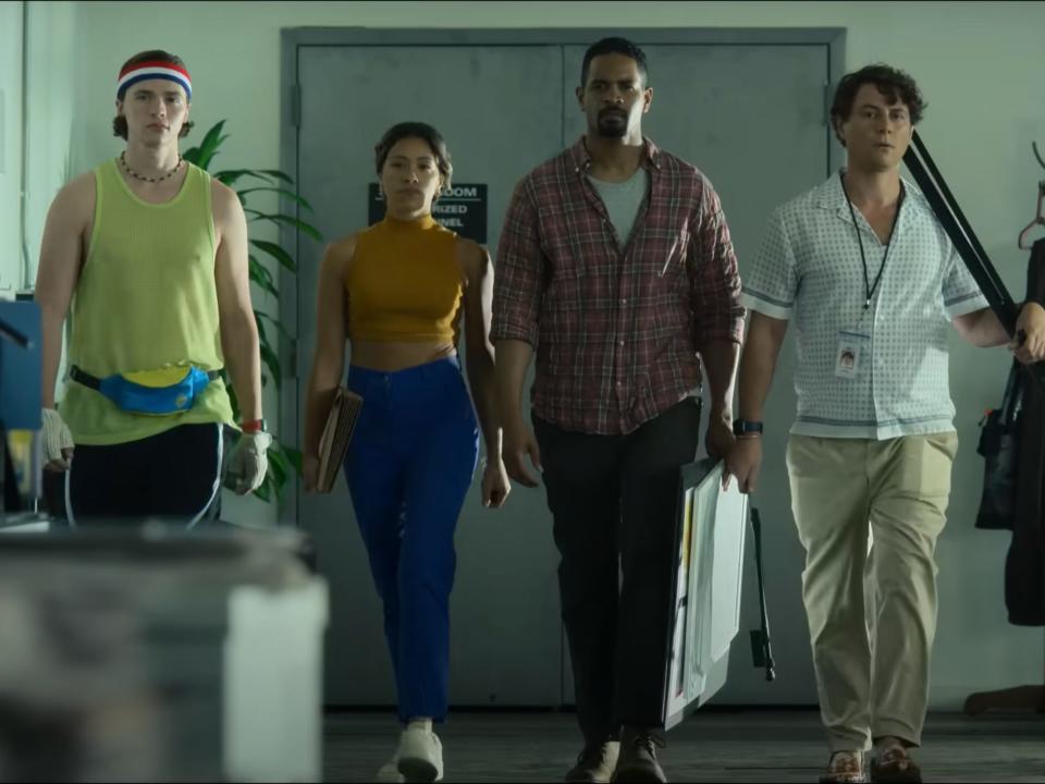 Joel Courtney, Gina Rodriguez, Damon Wayans Jr., and Augustus Prew in "Players."