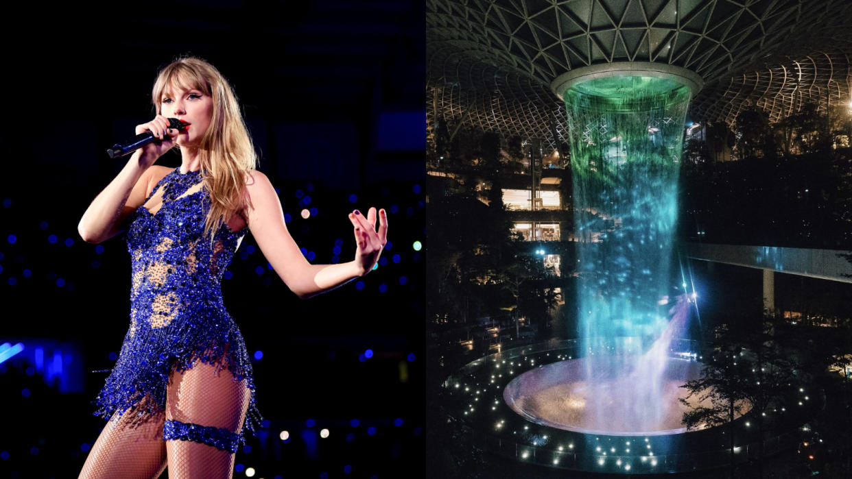 Changi Airport Group is ready for Taylor Swift and Singapore leg of her global concert tour, The Eras Tour, with a singalong night on 1 March at the Jewel’s Shiseido Forest Valley. (PHOTO: Getty Images, Instagram/changiairport)