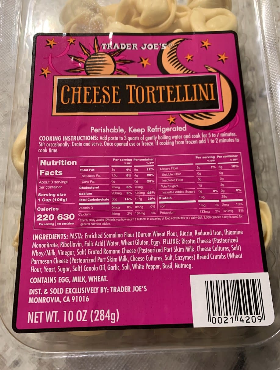 A package of cheese tortellini