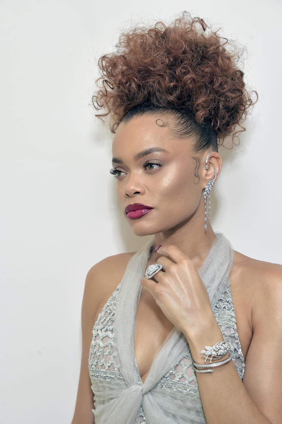  Andra Day, wearing CHANEL &amp; CHANEL Fine Jewelry, gets ready for the Golden Globe Awards 2021 at The West Hollywood EDITION on February 28, 2021 in West Hollywood, California.  (Photo: Stefanie Keenan/Getty Images)