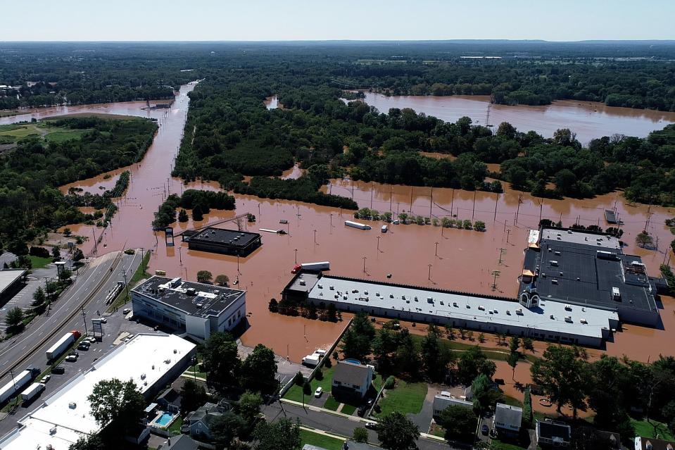 Tropical Depression Ida brought an unprecedented amount of rain to Northern New Jersey. Route 206 and the Raritan Mall are flooded in Raritan, N.J. on Thursday Sept. 2, 2021. 