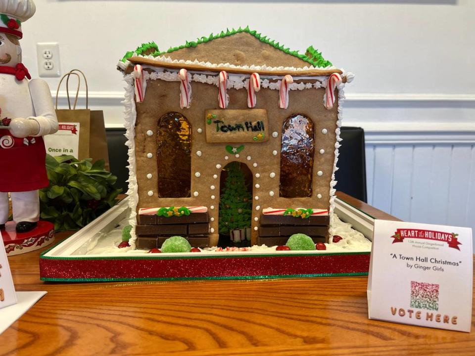 A Town Hall Christmas by Ginger Girls for the town of Cary’s 2023 Gingerbread House Competition.
