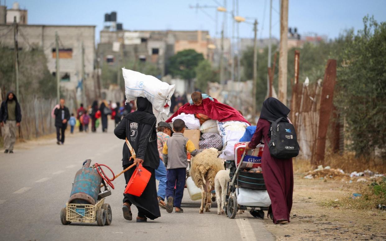 Palestinians were seen fleeing Rafah, driving away in cars or horse-drawn carriages