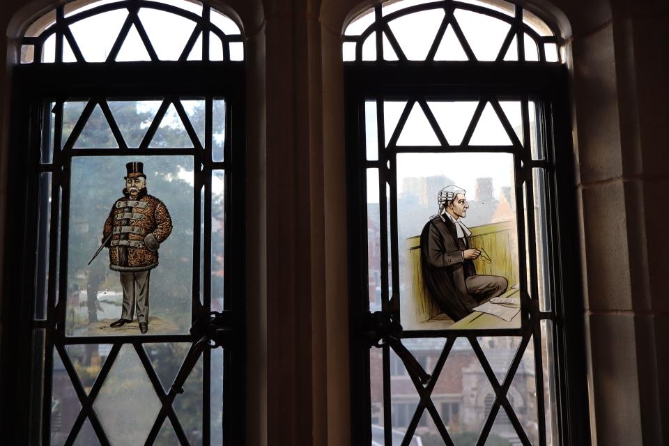 Stain glass windows in the Yale Law School are shown on Oct. 24, 2023 in New Haven, Conn. | Samuel Benson, Deseret News