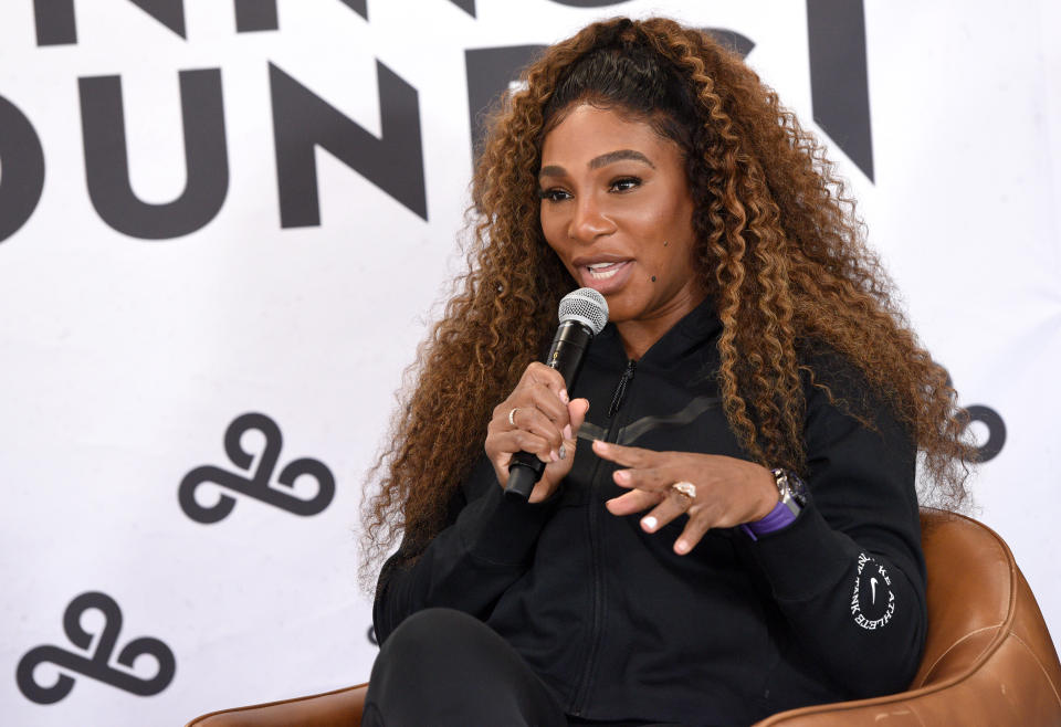 LOS ANGELES, CALIFORNIA - NOVEMBER 09: Serena Williams speaks onstage at Cloud9 Champion's Day on November 09, 2021 in Los Angeles, California. (Photo by Vivien Killilea/Getty Images for Cloud9)