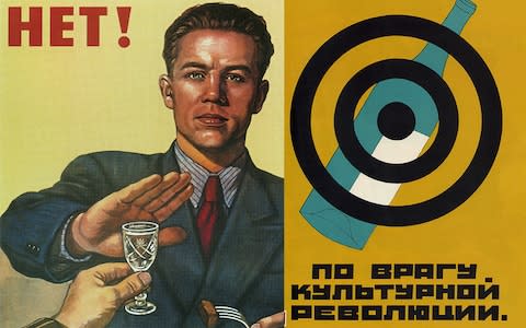 Soviet anti-drinking posters - Credit: GETTY