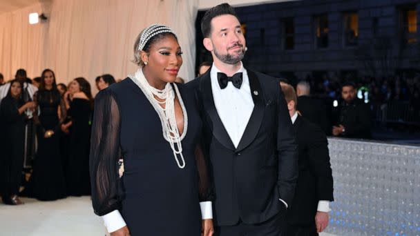 PHOTO: U.S. tennis player Serena Williams and Alexis Ohanian arrive for the 2023 Met Gala at the Metropolitan Museum of Art on May 1, 2023, in New York. (Angela Weiss/AFP via Getty Images)