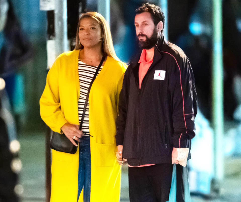 <p>Queen Latifah and Adam Sandler were seen filming late night scenes of their upcoming Netflix film <em>Hustle</em> in Philadelphia.</p>