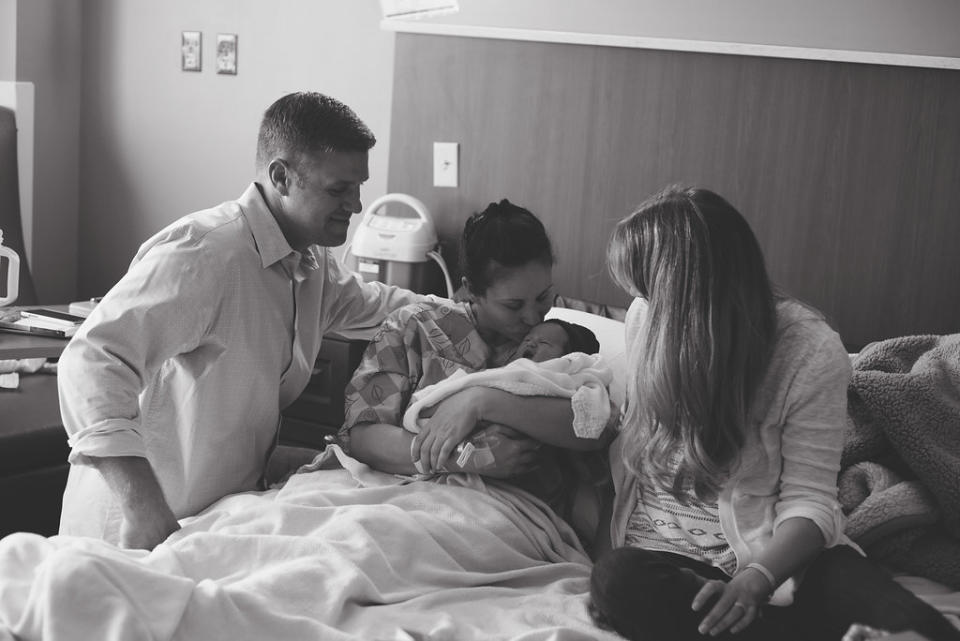 "Adoptive mom and dad and birth mom spending time with the baby together. Birth mom taking her in. The little girl is named Journey -- very fitting for their story." -- Brooke Smith