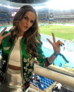 <p>Model Izabel Goulart looked very stylish in a embroidered green bomber jacket as she watched the track and field events.<i> [Photo: Izabel Goulart / Instagram]</i></p>