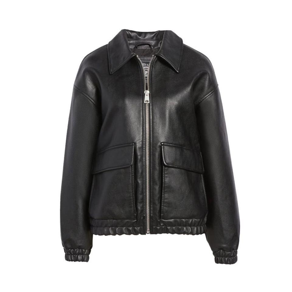 Women’s Faux Leather Dad Bomber Jacket