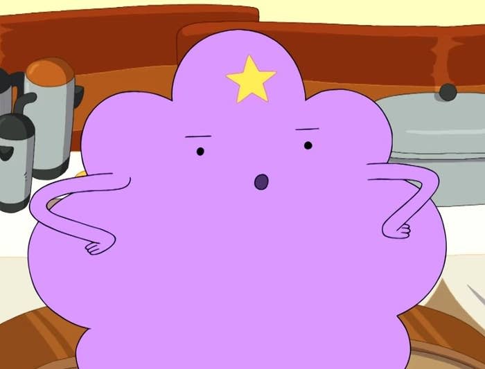 Lumpy Space Princess with her hands on her side speaking to someone