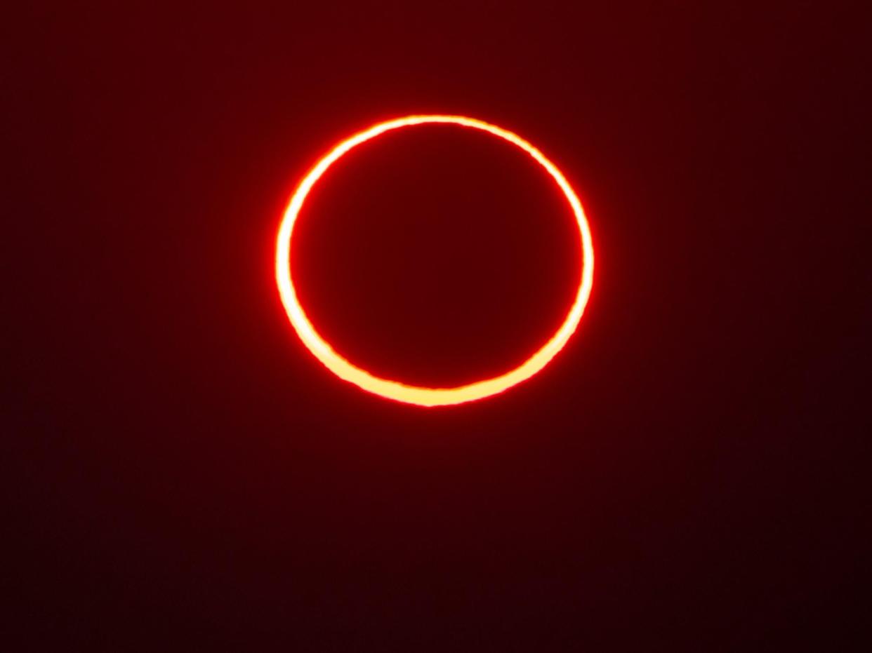 The eclipse, known as an annular solar eclipse, creates a 'ring of fire' around the moon: Getty Images/iStockphoto