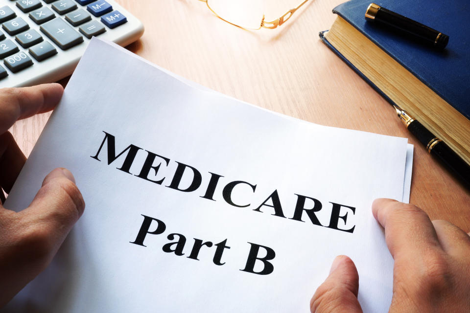 Medicare Part B on a desk.