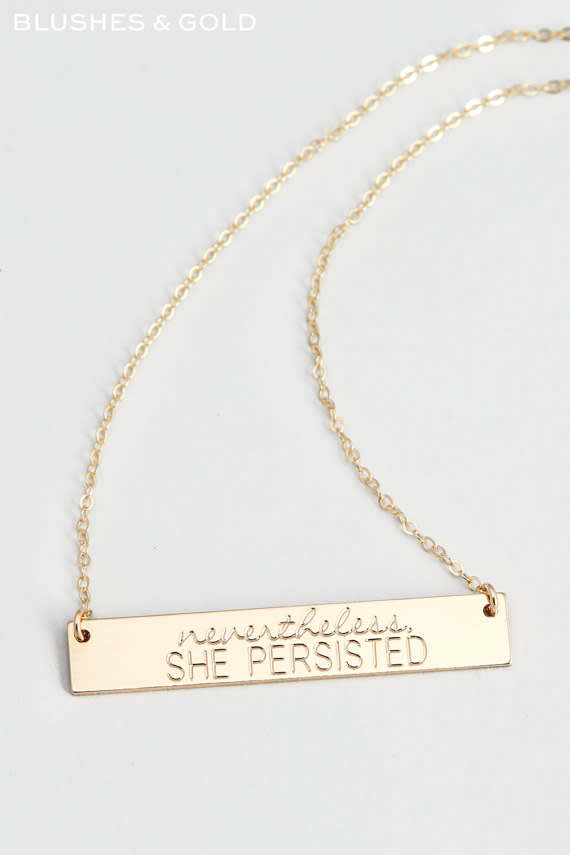 BlushesAndGold ‘Nevertheless She Persisted’ Gold Necklace