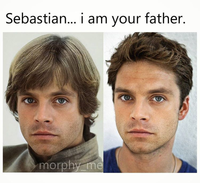 Sebastian Stan looks EXACTLY like a young Mark Hamill: Lukealike pretend  son