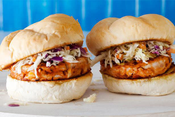 BBQ Chicken Burgers with Slaw