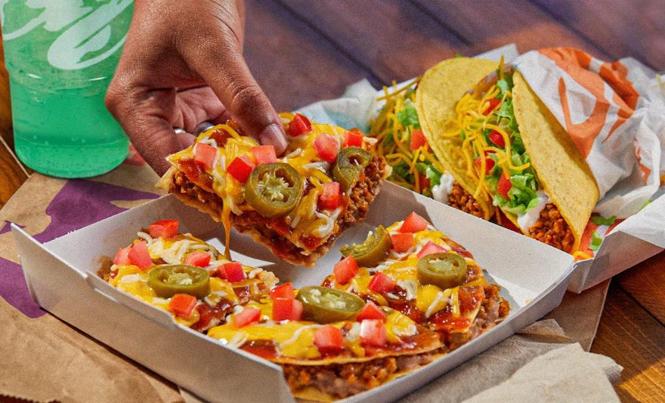 For a limited time at Taco Bell, you can order a Cheesy Jalapeño Mexican Pizza Combo with the pizza, two Crunchy Taco Supremes and a large fountain drink for $10.59.