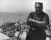 <p>Fats Domino at a French beach, circa 1955. </p>