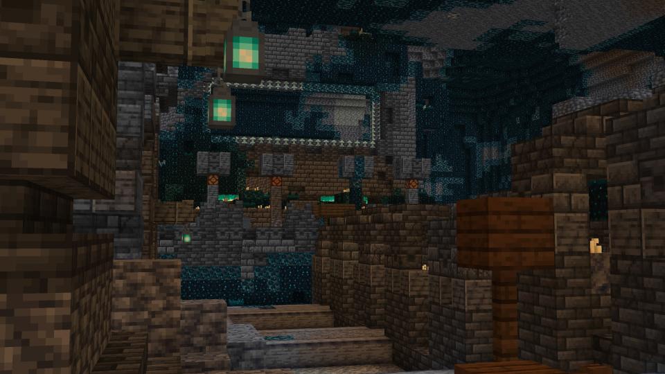 Minecraft seeds - An ancient city underground surrounded by sculk