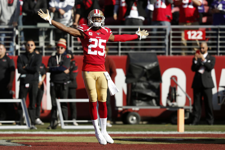 Cornerback Richard Sherman made a huge play in the 49ers' playoff game against the Vikings. (Photo by Lachlan Cunningham/Getty Images)