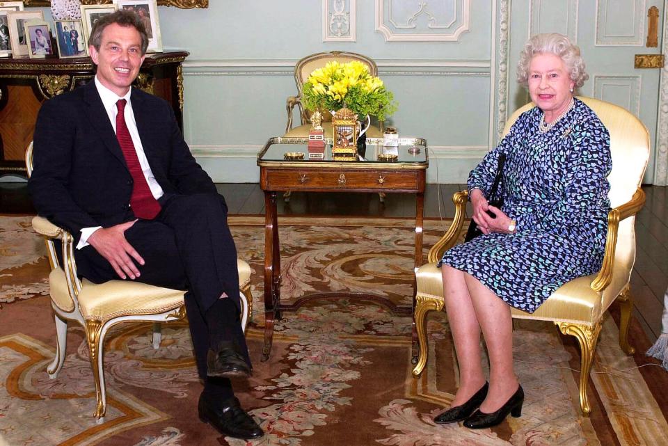 Queen Elizabeth II Giving An Audience At Home In Buckingham Palace To Prime Minister, Tony Blair. The Image Will Be Featured In The Final Part Of The Bbc Documentary "queen And Country".