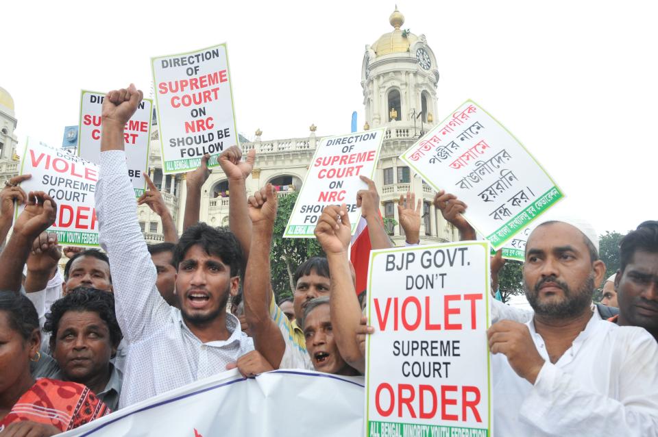 Indian Muslim a protest rally against Assam Government and Indian ruling political party Bharatiya Janata Party (BJP) and demand immediately withdraw NRC on August 30,2018 in Kolkata City,Indi