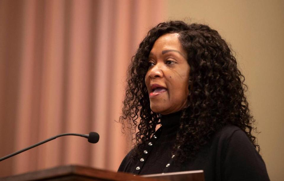 Gwendolyn Grant, President of Kansas City Urban League, accepted the Invictus Award at the 38th Annual Martin Luther King Jr. Birthday Celebration at the John Gano Memorial Chapel at William Jewell College, Monday, Jan 17 2022