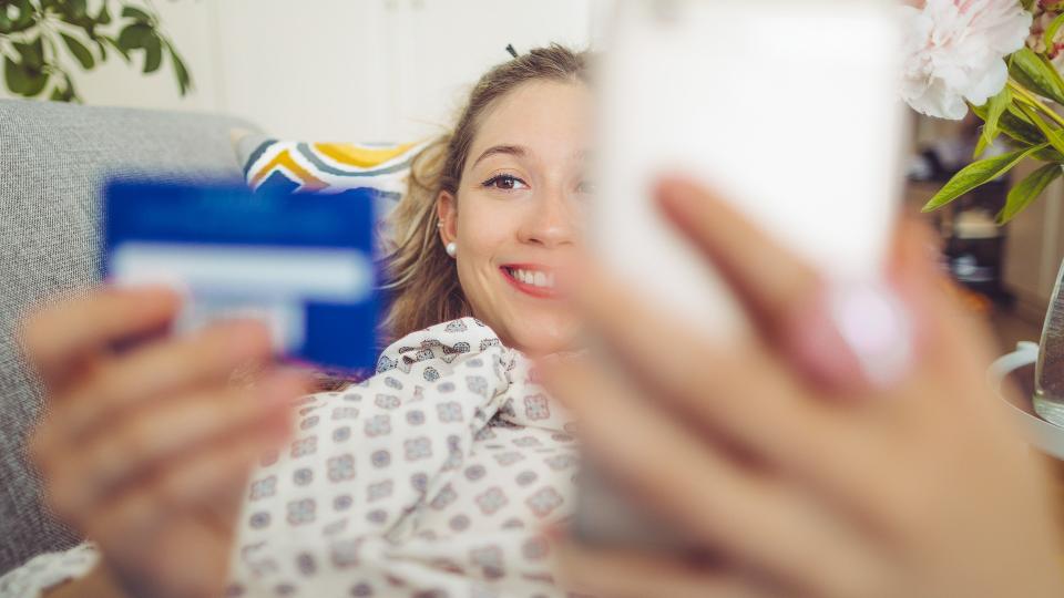 Young woman working at home.