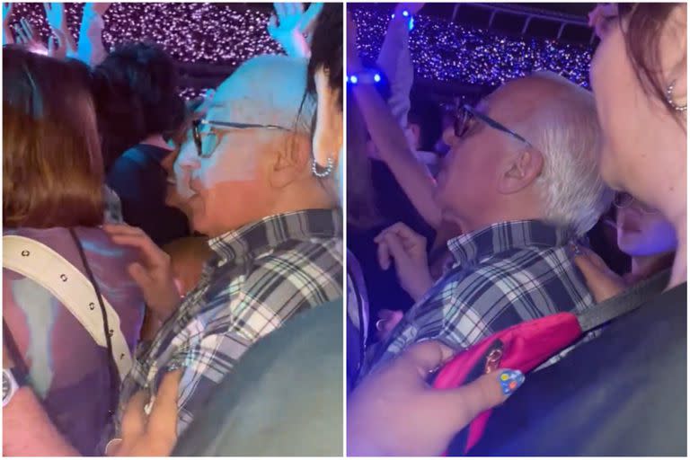 Una familia llevó al abuelo al show de Coldplay, se animó a sumarse al pogo (Foto: Captura de video Twitter @gabyRBoquete)