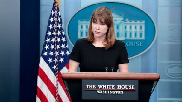 PHOTO: In this March 31, 2022, file photo, White House Communications Director Kate Bedingfield delivers remarks during a daily press briefing at the White House in Washington, D.C. (Anna Moneymaker/Getty Images, FILE)