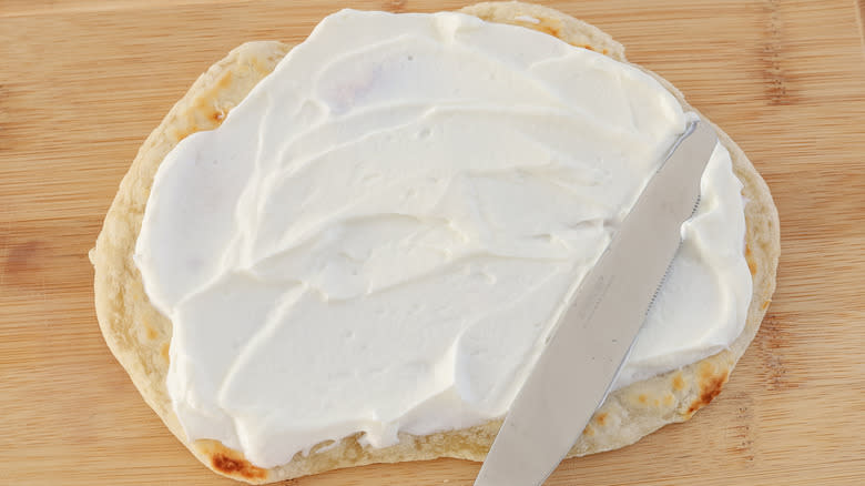 plain yogurt on flatbread