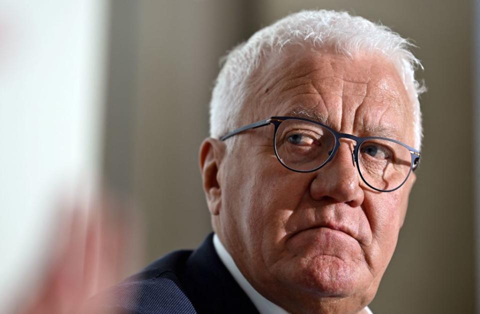 QuickStep Alpha Vinyl CEO Patrick Lefevere pictured during a press conference of the AG Insurance  NXTG cycling team in Gent Belgium Monday 21 March 2022 BELGA PHOTO ERIC LALMAND Photo by ERIC LALMAND  BELGA MAG  Belga via AFP Photo by ERIC LALMANDBELGA MAGAFP via Getty Images