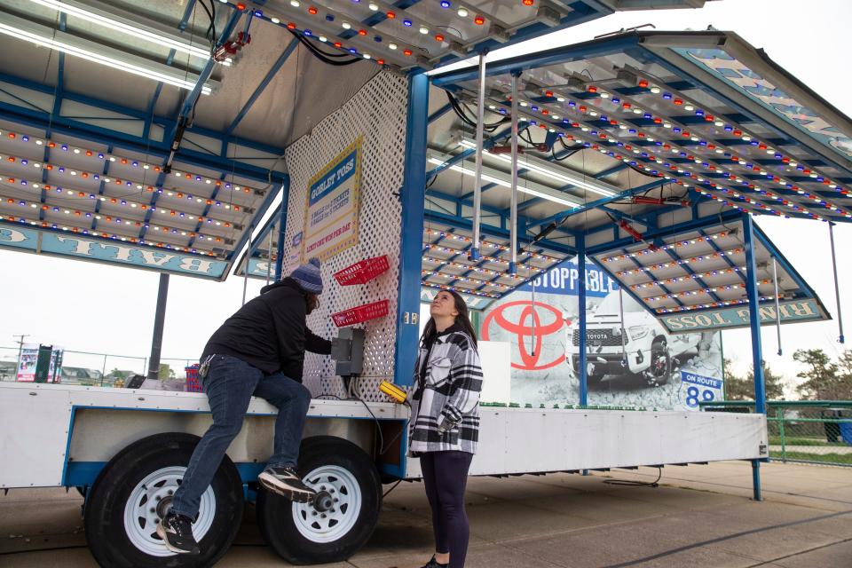 Kaitlyn Kerrigan works with assistant general manager Kevin Fenstermacher with opening up the boardwalk games above the outfield of the stadium. The Jersey Shore BlueClaws has numerous women working within the organization. Their jobs vary from marketing to ticket sales to food services and everything in between making the success of the organization possible.  
Lakewood, NJ
Wednesday, March 20, 2024