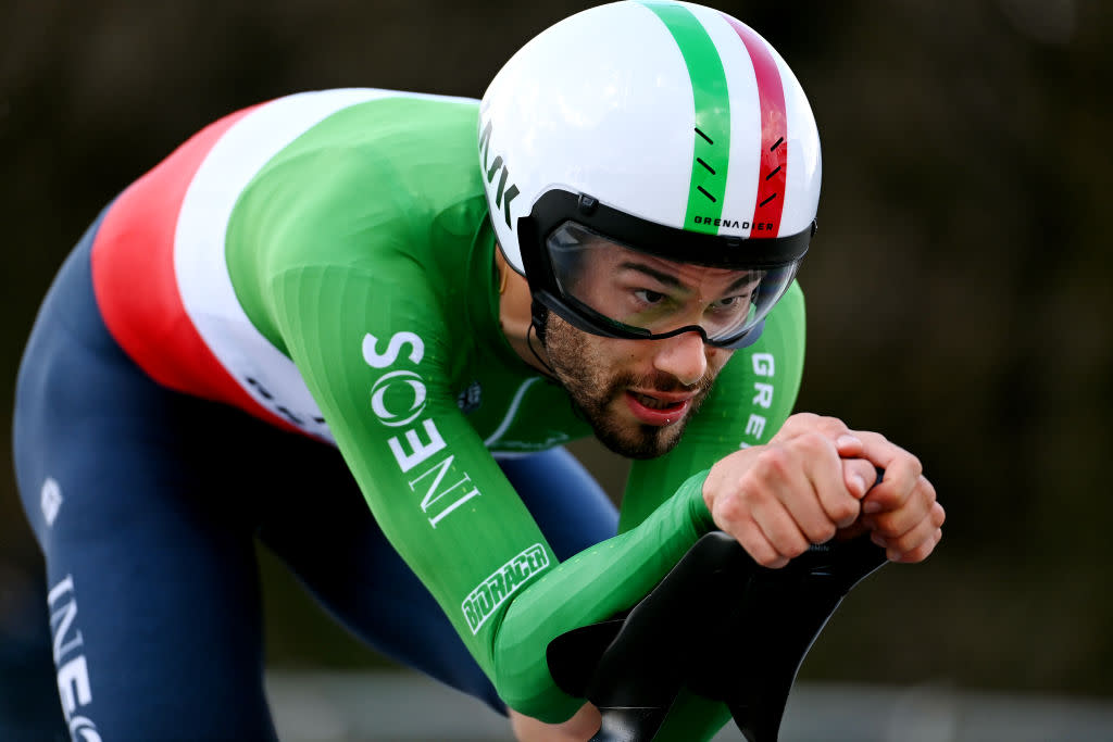  Filippo Ganna (Ineos Grenadiers) in time trial mode at Tirreno-Adriatico 