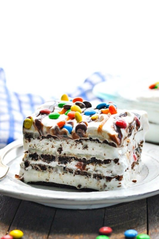 <p>The Seasoned Mom</p><p>Your family’s new favorite dessert is a no-bake treat that’s ready with just 10 minutes of prep.</p><p><strong>Get the recipe: <a href="https://www.theseasonedmom.com/ice-cream-sandwich-cake/" rel="nofollow noopener" target="_blank" data-ylk="slk:5-Ingredient Ice Cream Sandwich Cake;elm:context_link;itc:0;sec:content-canvas" class="link ">5-Ingredient Ice Cream Sandwich Cake</a></strong></p>