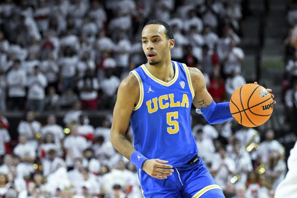 UCLA guard Amari Bailey during a game against Maryland last month. Bailey returned to action Thursday against USC.